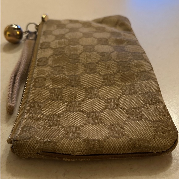 Gucci GG Canvas Leather Wallet Boat Pochette Wristlet Clutch Bag Zip Pouch - Picture 11 of 16